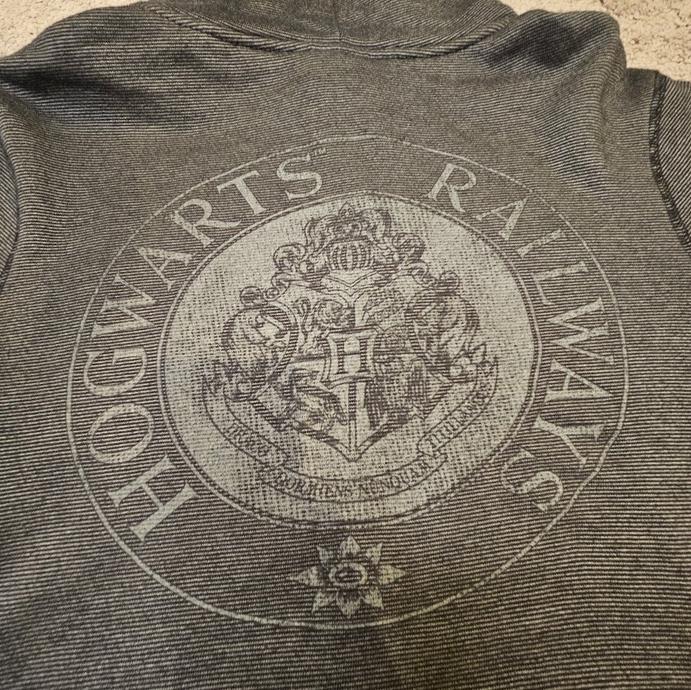 Universal Studios Harry Potter Hogwarts Railways Womens Zip-Up Hoodie Grey Small
